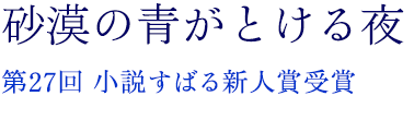 砂漠の青がとける夜　第27回小説すばる新人賞受賞